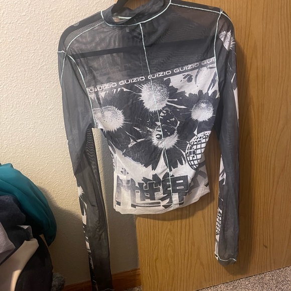 Danielle Guizio Mesh Long Sleeve Shirt. - Picture 2 of 3